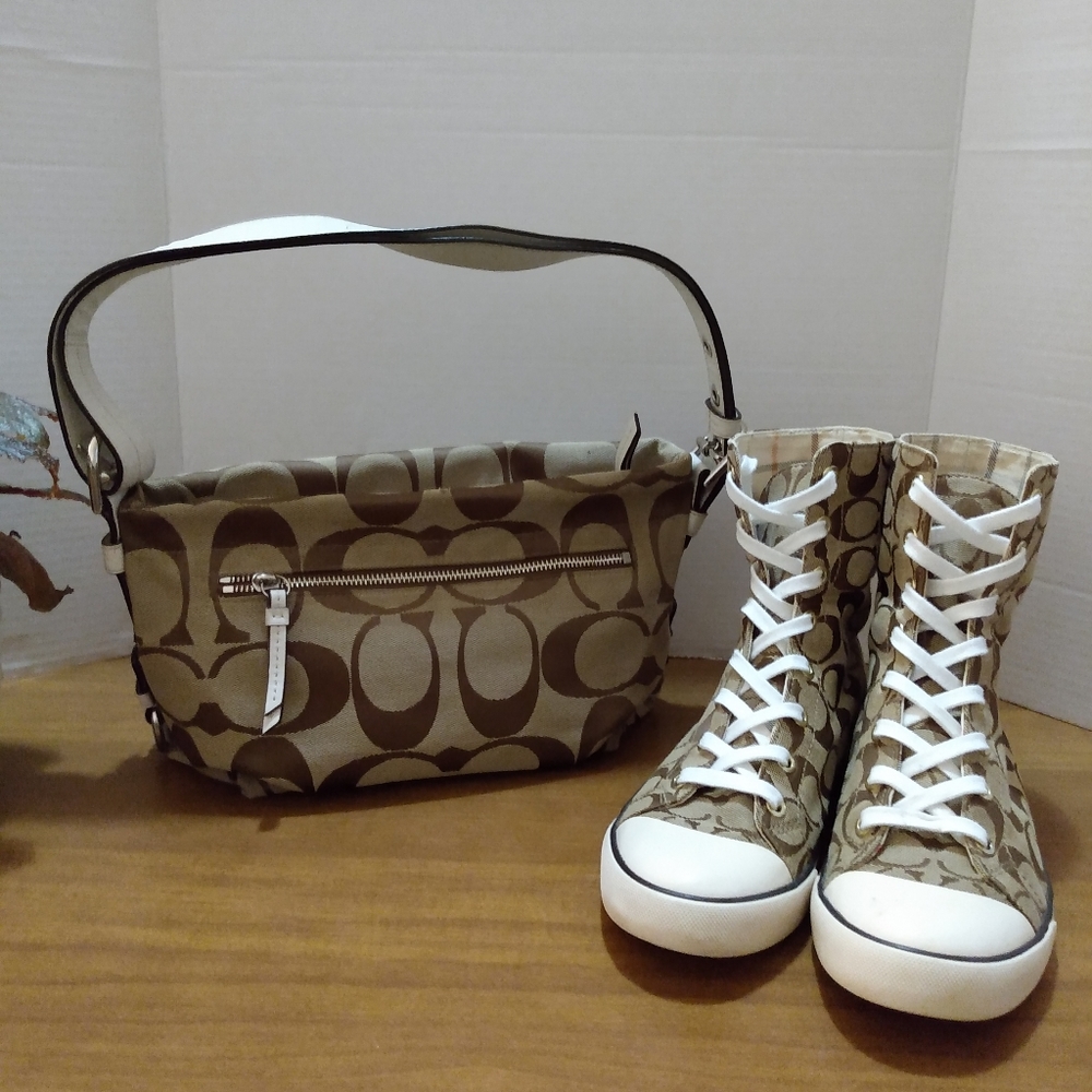 Coach Signature Shoulder Bag And Hightop Bundle
